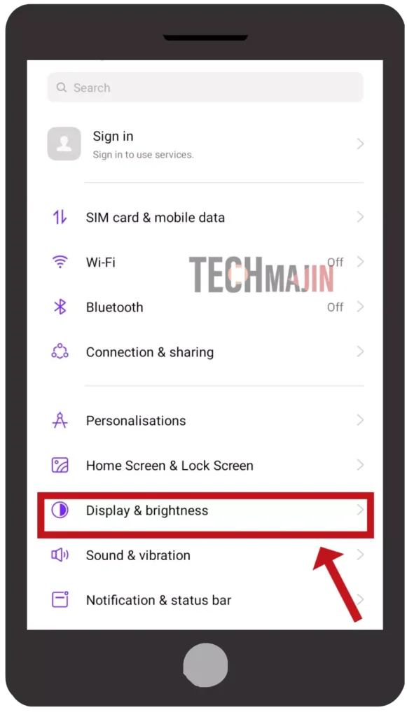 Go to the settings of your android device and click on the display settings