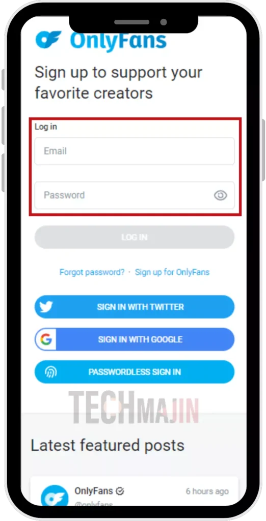 Login to your Onlyfans account on your IOS device
