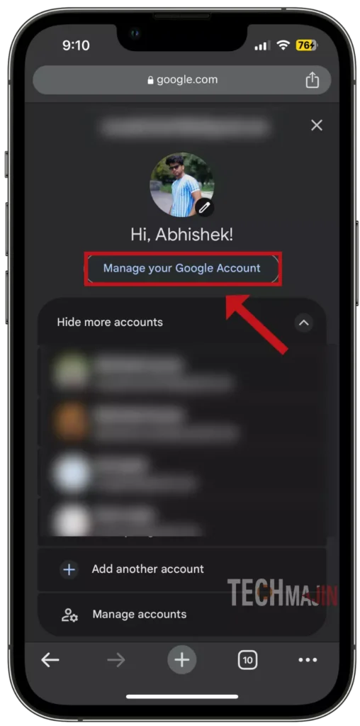 Now click on Manage your account