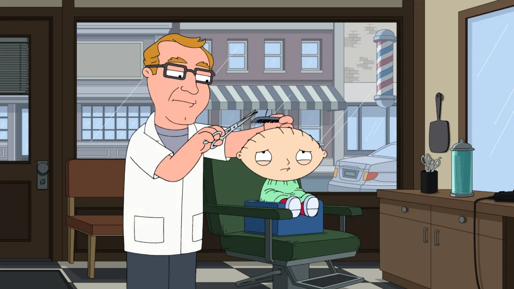 Stewie gets a buzz cut