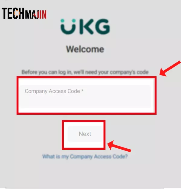 Entering the alphanumeric corporate access code provided by your company.