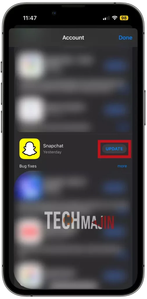Update your Snapchat app on iPhone