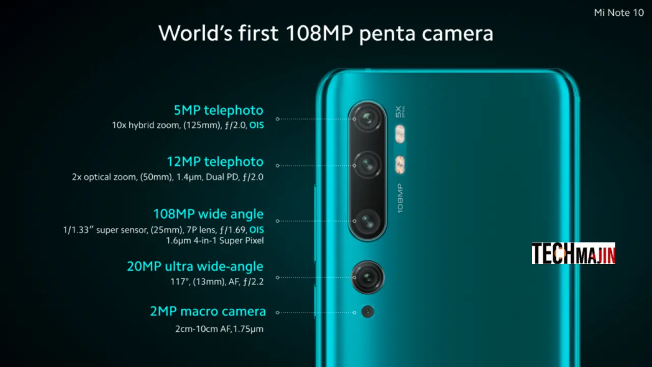 camera specifications in mi note 10