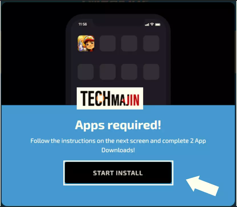click on start install button to install application