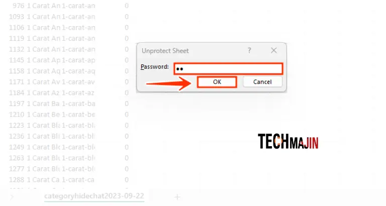 enter your password to unprotect sheet