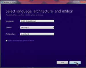 select language, edition & architecture 