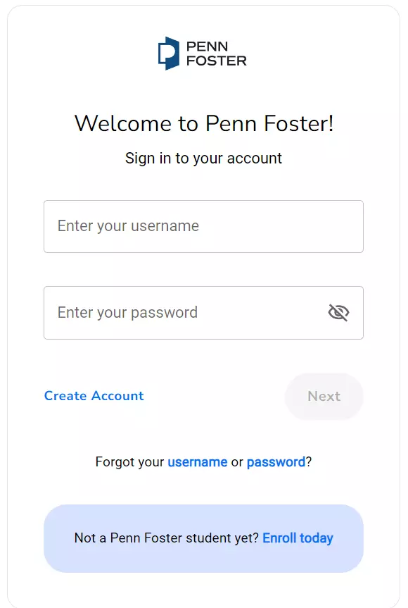 Penn foster login page
