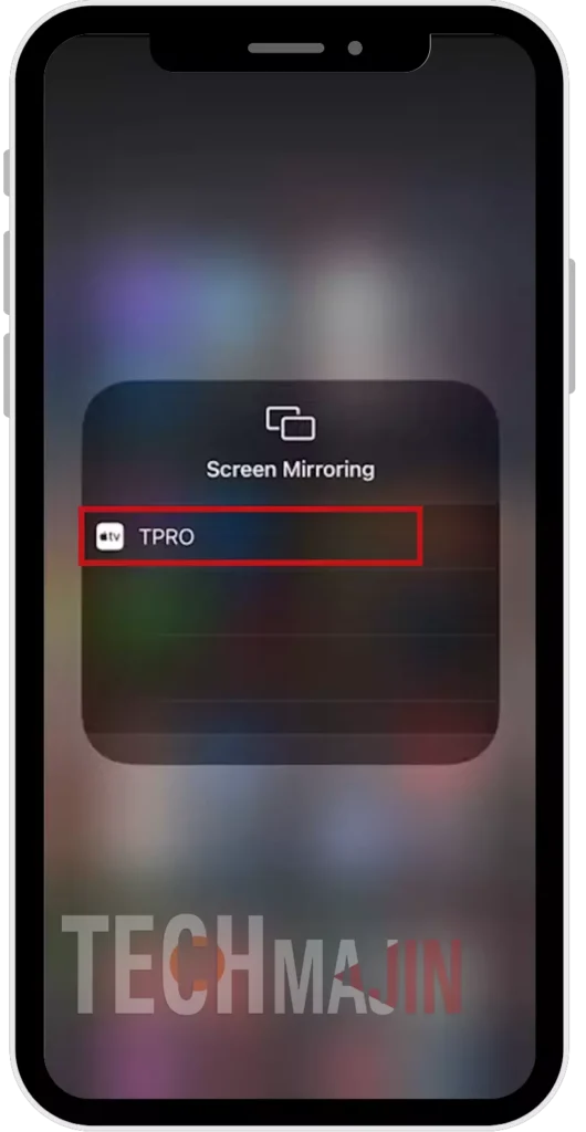 navigate to the 'Screen Mirror' option on your iphone and click on the lonelyscreen server