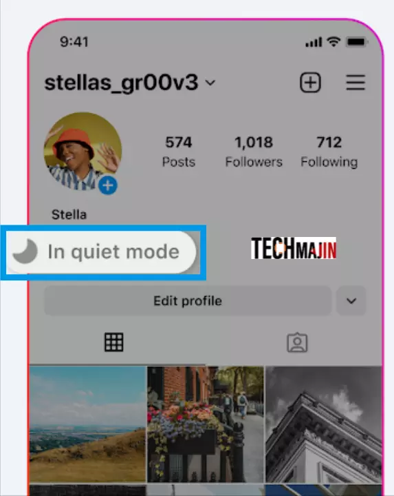 now you can see in your instagram profile bio in quiet mode