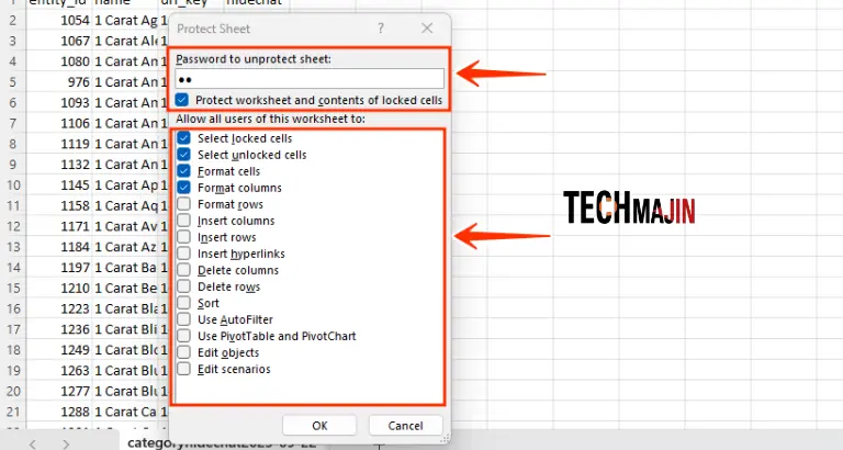 set a password to secure excel sheet