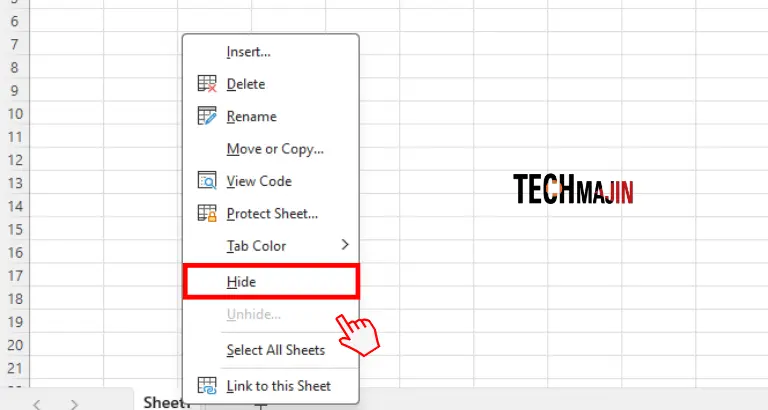 to hide excel worksheet right click on sheet1 and choose the hide option