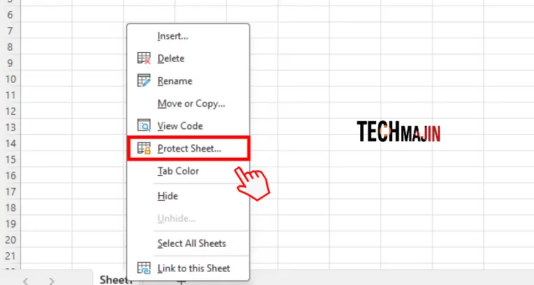 to protect sheet right click on sheet1 and choose protect sheet option