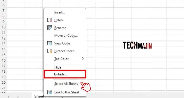 to unhide excel worksheet right click on sheet1 and choose the unhide option