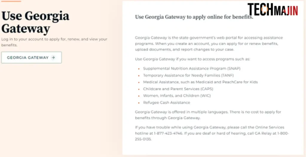 website of Georgia Gateway